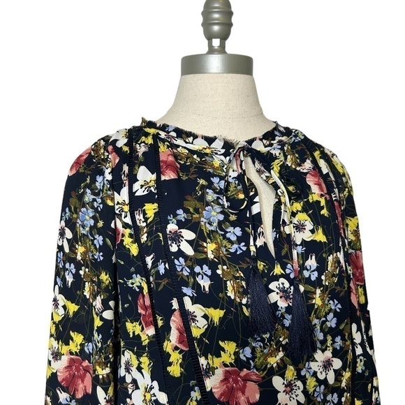 Banana Republic Black Blogger Fav Floral Valeri Long Sleeve Smocked Dress Small - Picture 3 of 16